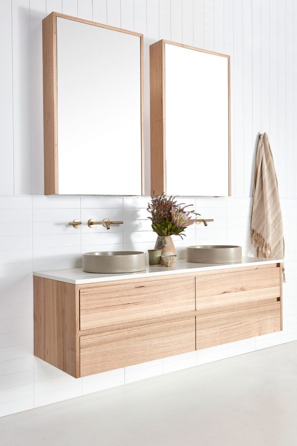 Tasmanian Oak | Wall Hung Double Vanity | Custom made timber furniture