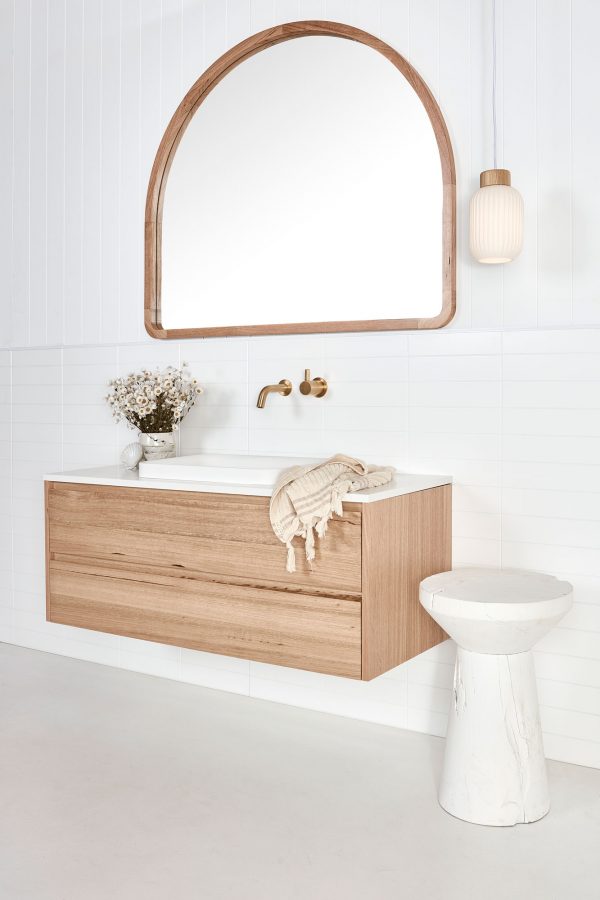 Tasmanian Oak Staples range timber vanity | Wall hung timber Vanity | Coastal Bathroom design