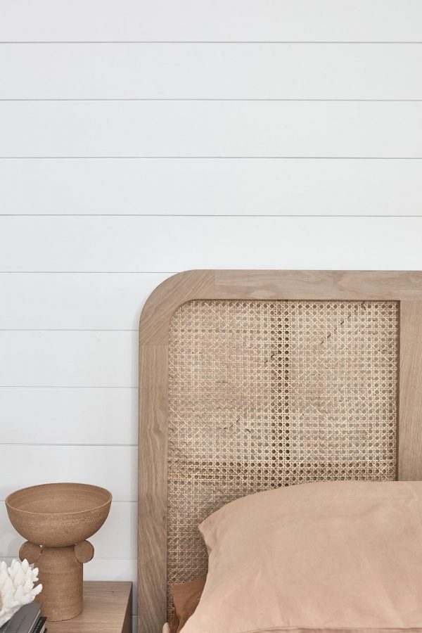 Rattan Bed head | Open weave rattan on a timber bed head