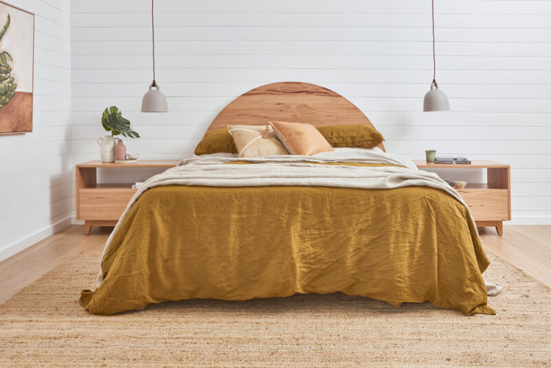 Our Bronte Bed and Norah Bedsides in Blackbutt timber 
