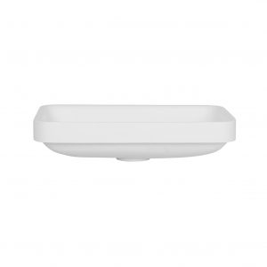 White rectanglar semi inset basin in a timber vanity | Loughlin Furniture Bathroom Vanities
