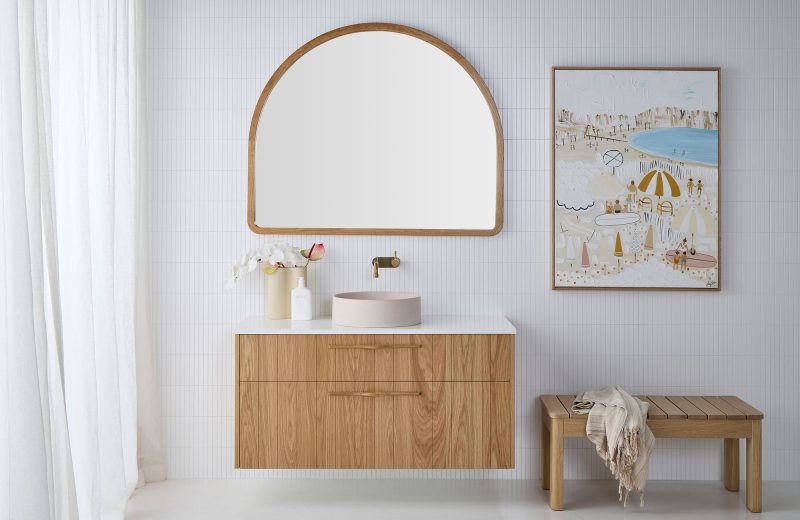 Hunter vanity featuring the Bendy handle option