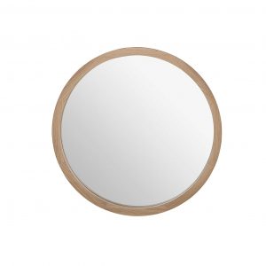 An Alura round mirror with custom timber edging