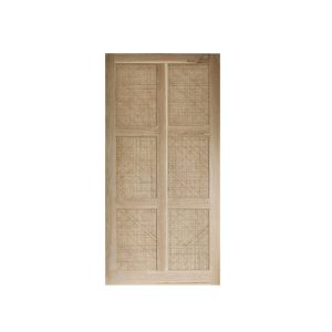 Australian made rattan door from Loughlin Furniture. Custom made 6 panel internal door with tight weave rattan.