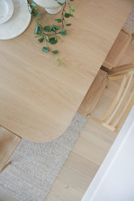 The beautiful curves of our Lighthouse dining table.