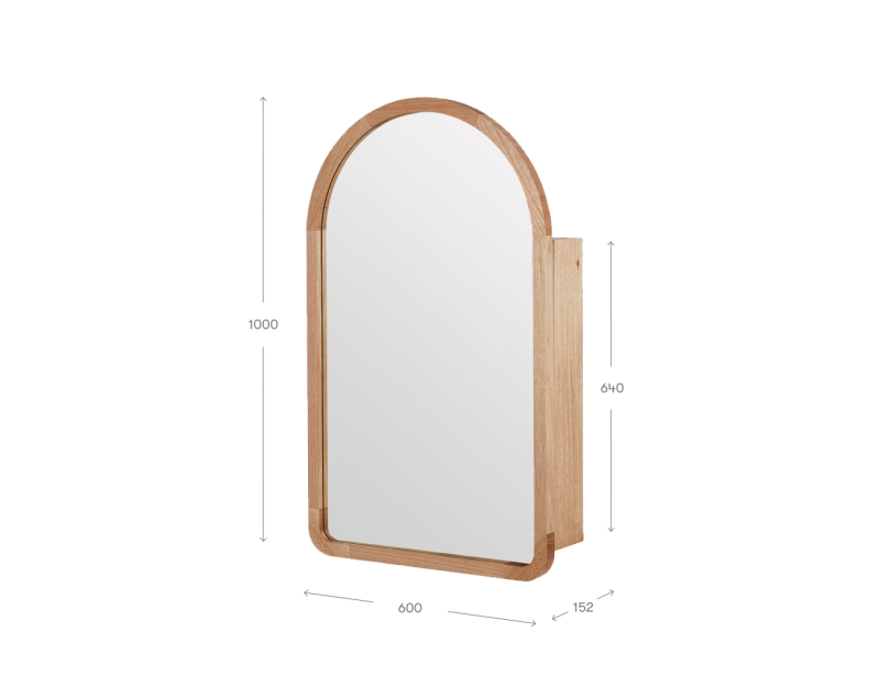 Showing measurements for the Alura Arched Mirror Cabinet