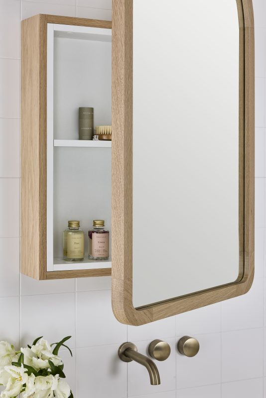 Alura Arch Mirror Cabinet in American Oak Light