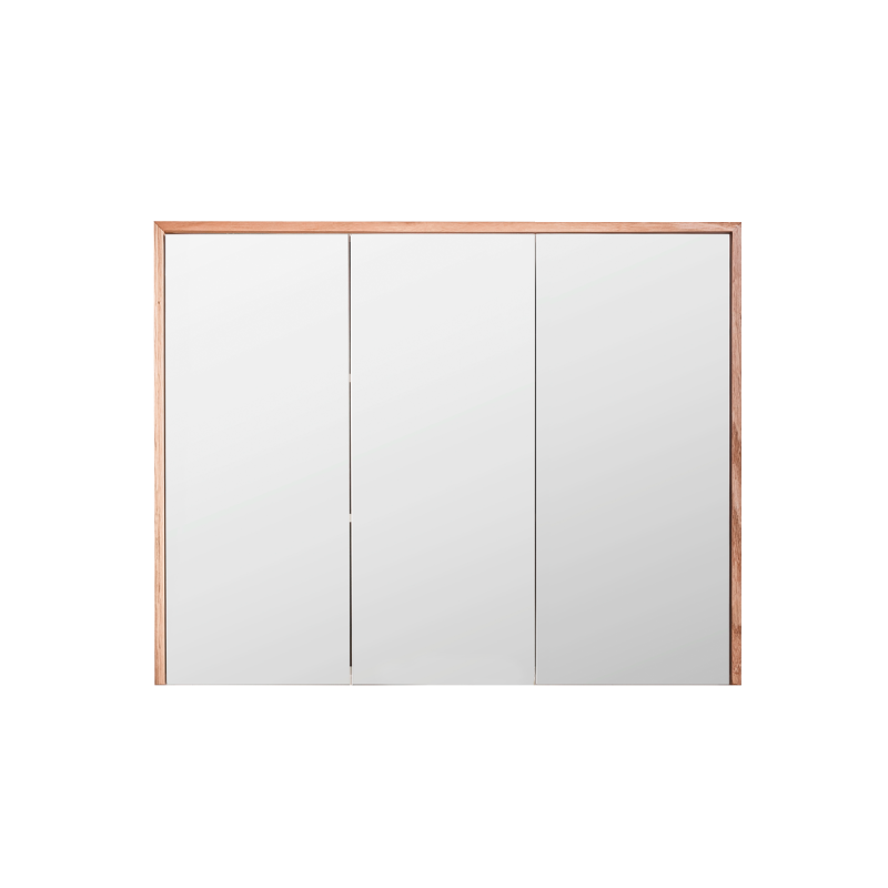 A three door mirrored bathroom cabinet