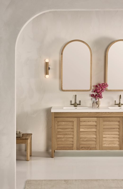 Frenchy Integrated vanity in American Oak Light