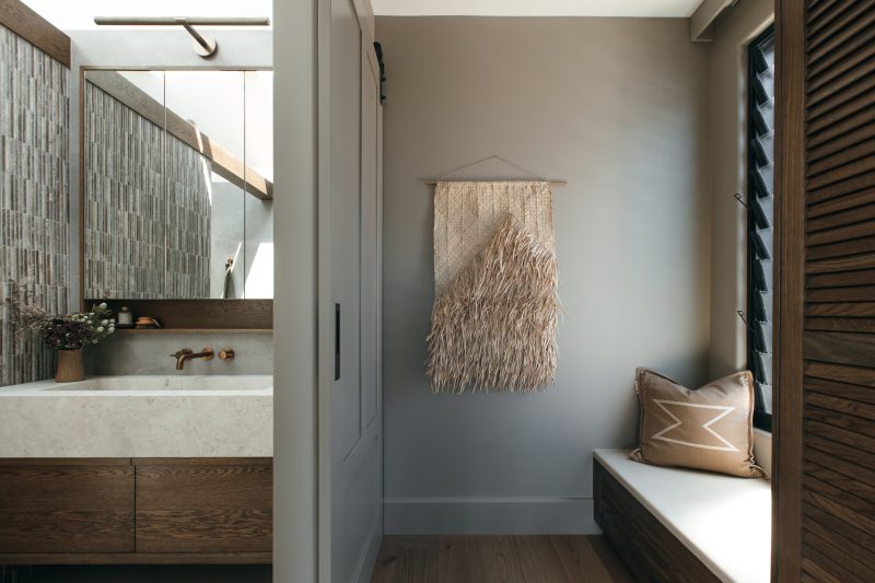 Custom Airlie Vanity & Elenora Mirror Cabinet in American Oak Aged 