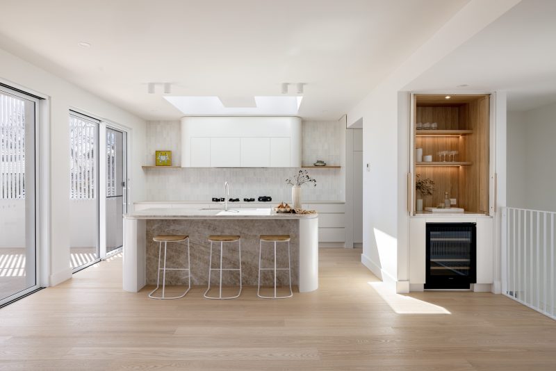 The beautiful spacious and light filled kitchen